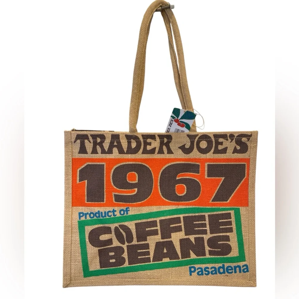Trader Joe’s 1967 Pasadena Coffee Beans Jute Tote Bag
